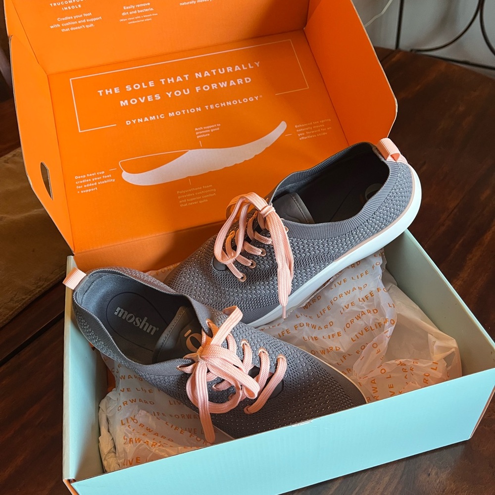 Gray Sneakers with Pink Laces